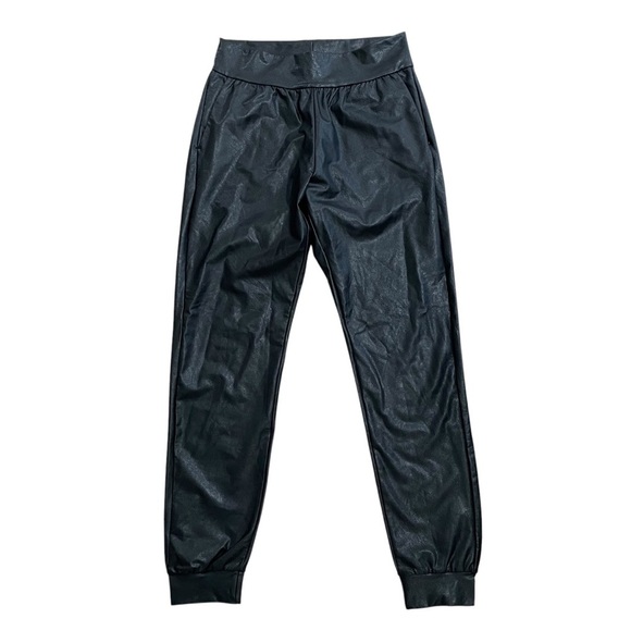 Commando Faux Leather Jogger Pants Black Size Small Stretch Pockets - Picture 1 of 8